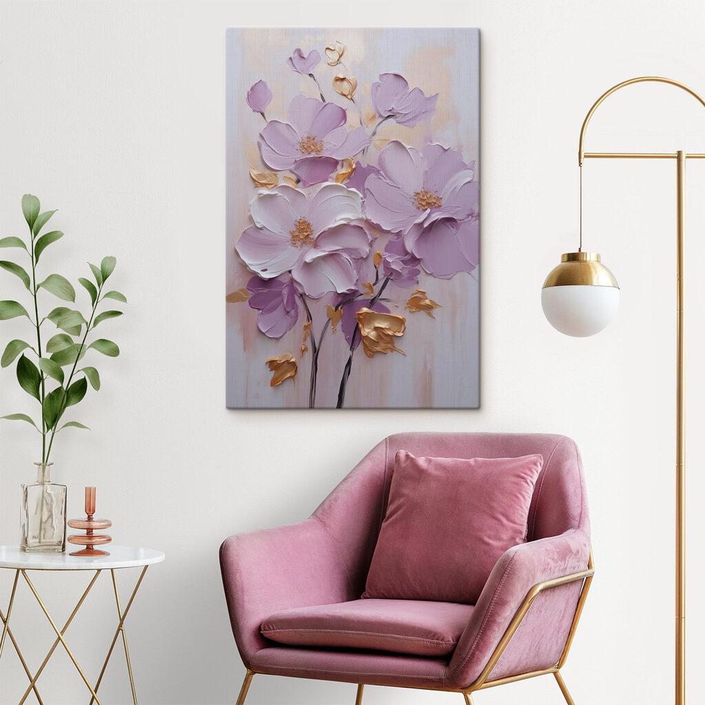 Painting of flowers on a white surface