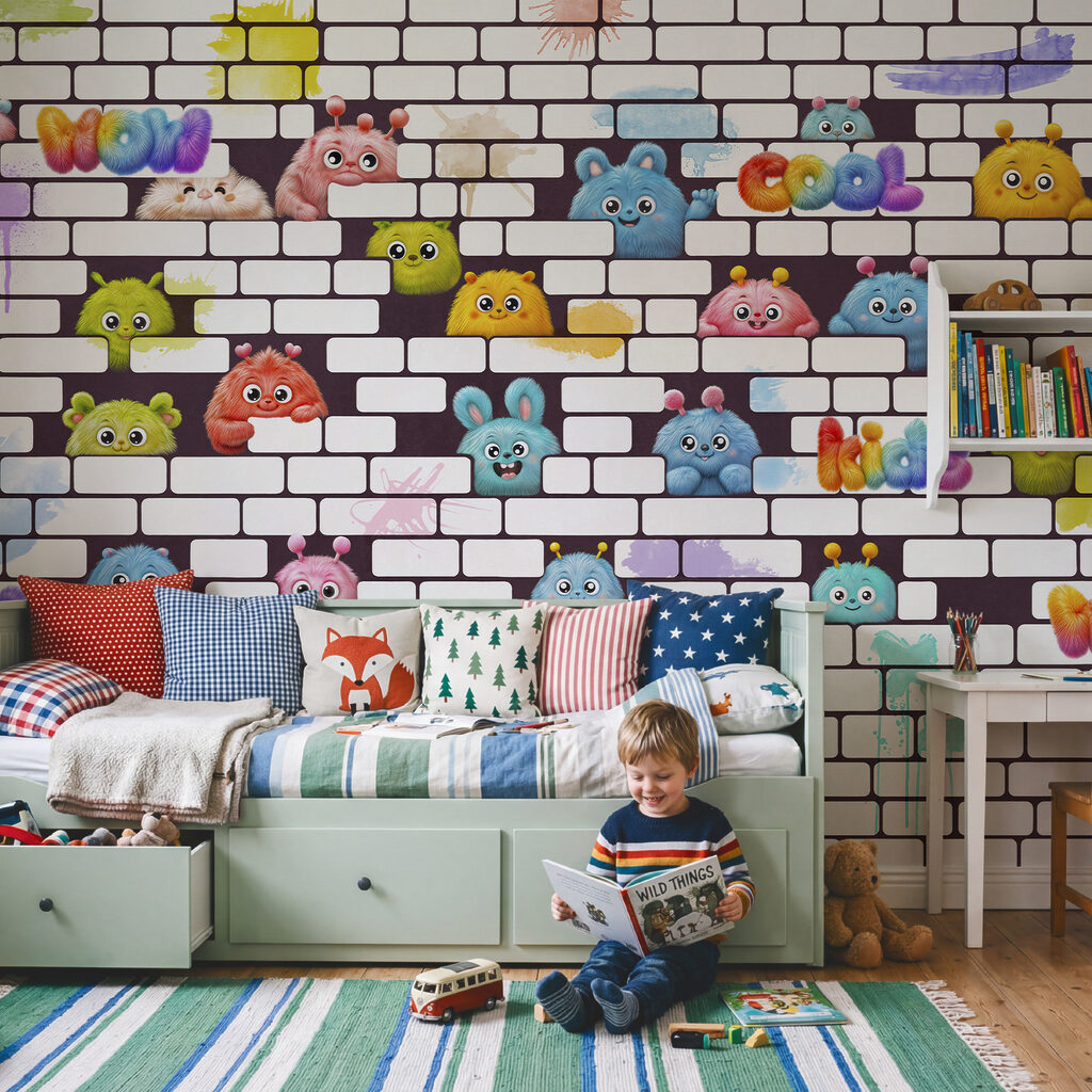 Muur met stripfiguren Muur met stripfiguren