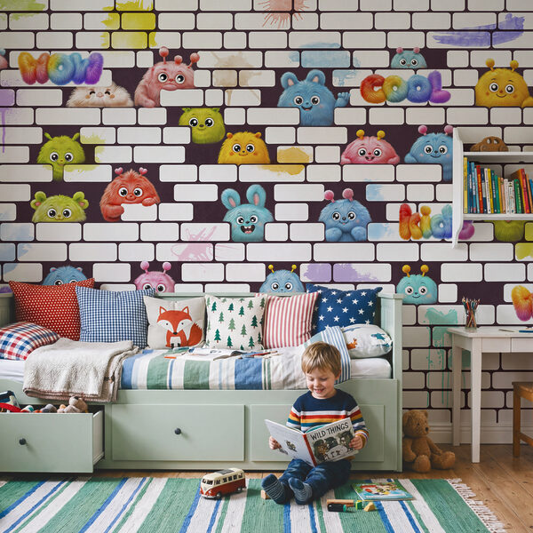 Muur met stripfiguren Muur met stripfiguren