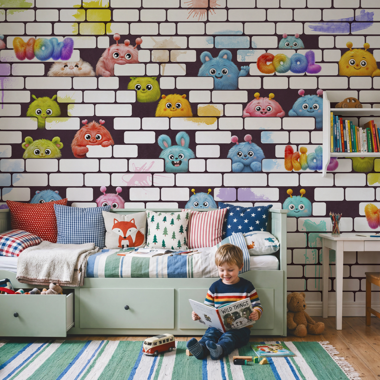 Muur met stripfiguren Muur met stripfiguren