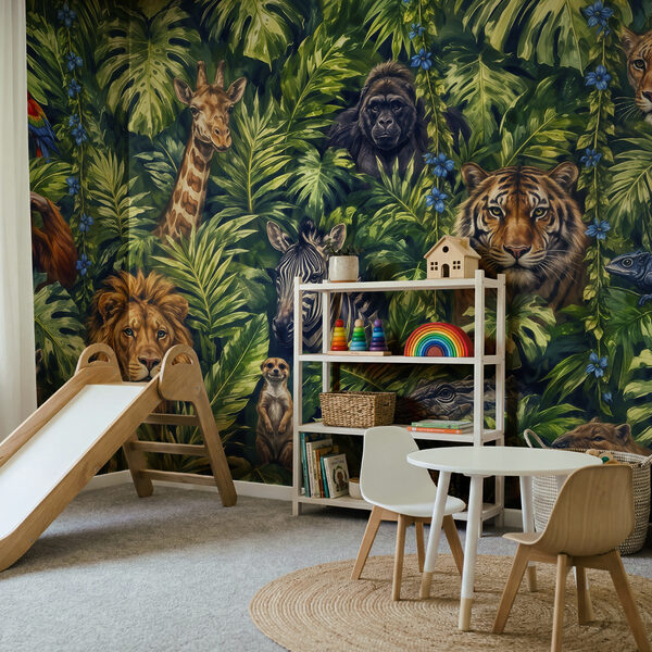 Een groep dieren in de jungle Een groep dieren in de jungle