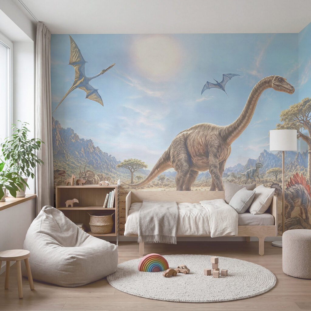 Een groep dinosaurussen in een woestijn Een groep dinosaurussen in een woestijn