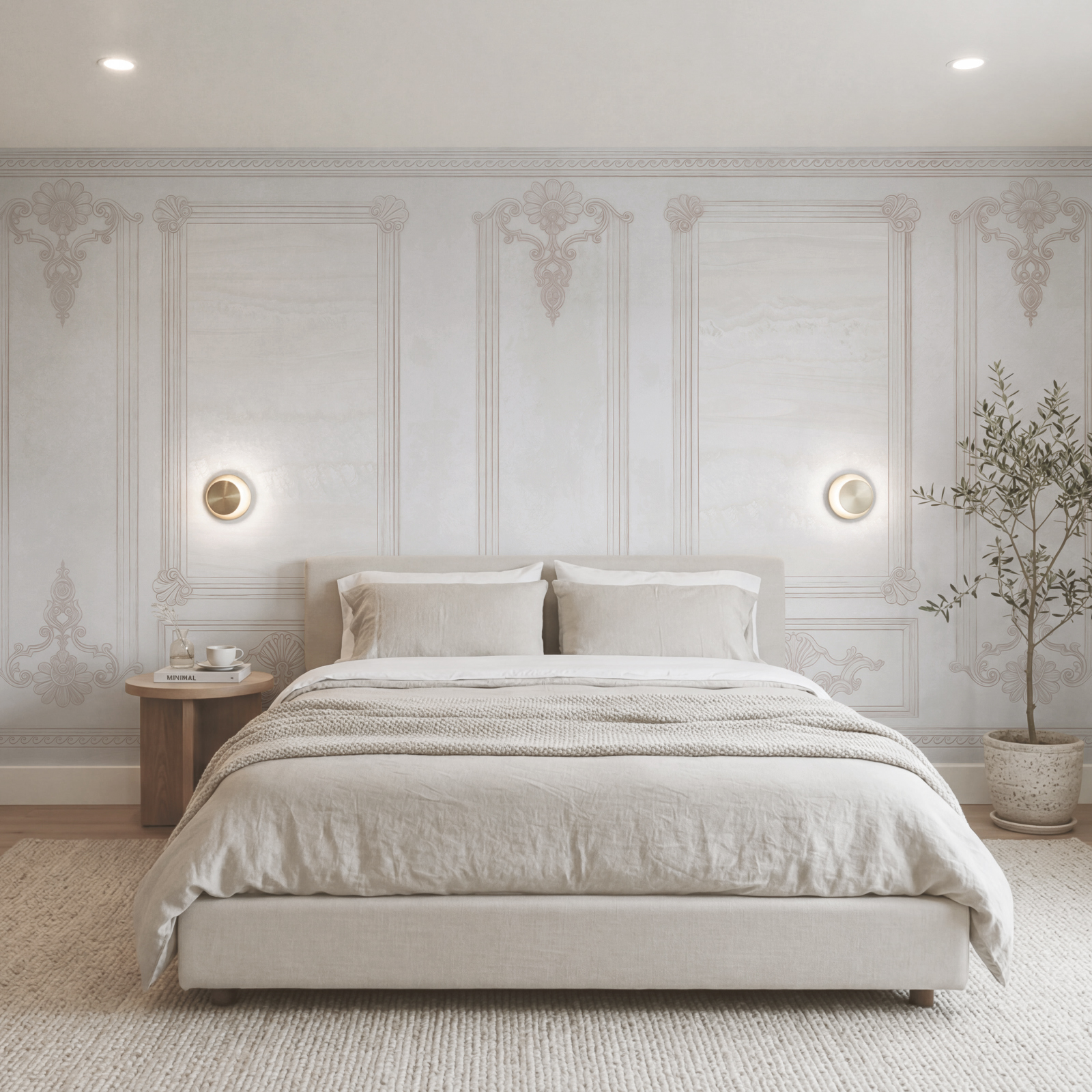 Witte muur met sierlijke motieven Witte muur met sierlijke motieven