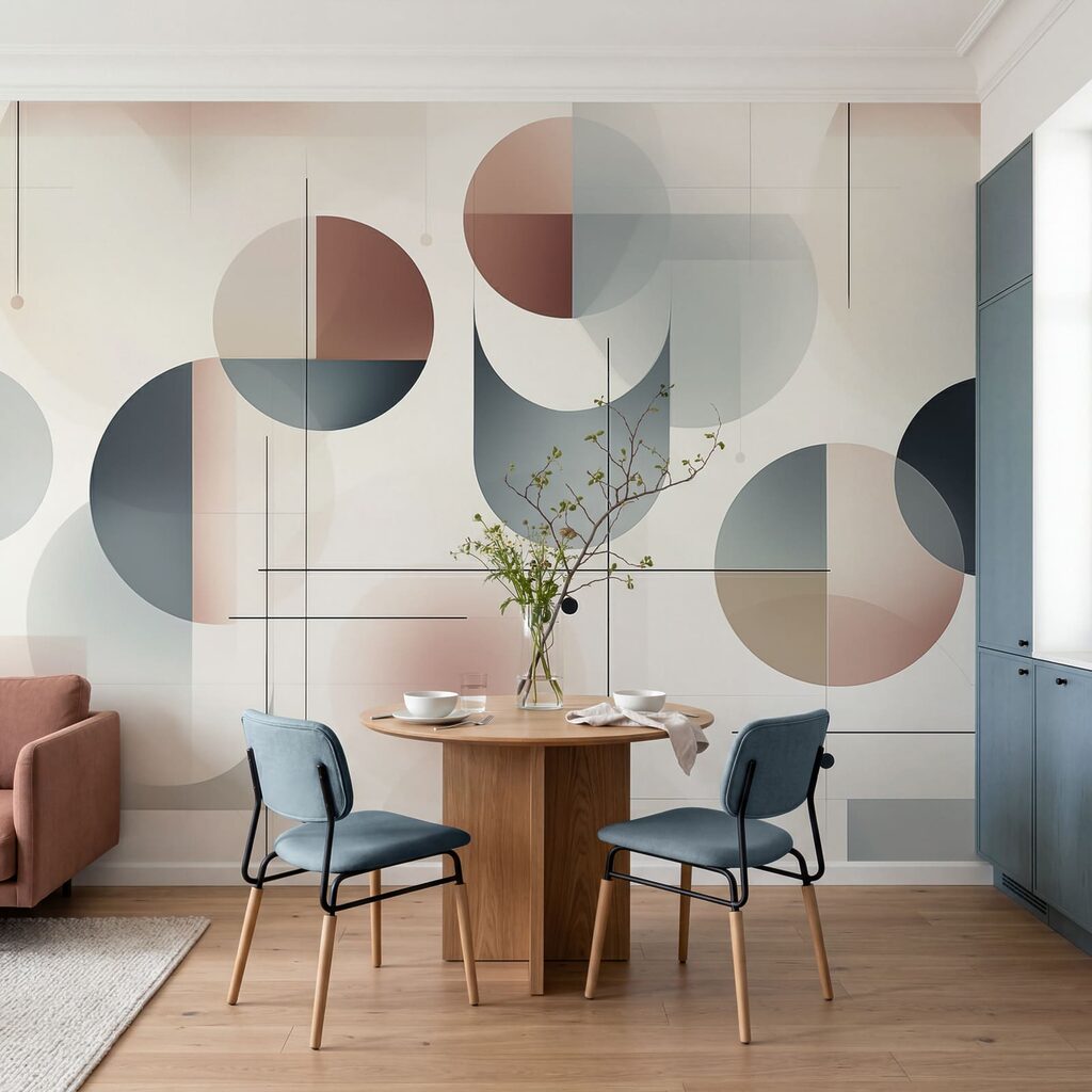 Geometrische vormen in een zacht kleurenpalet