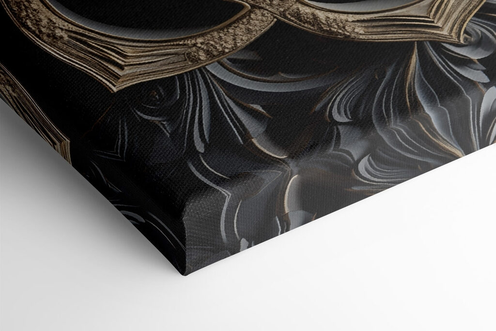Intricate floral design in dark tones