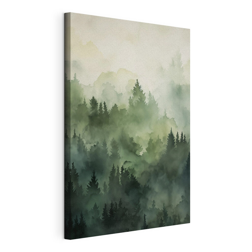 Foggy forest with trees