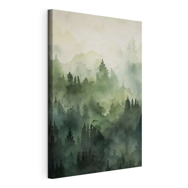 Foggy forest with trees