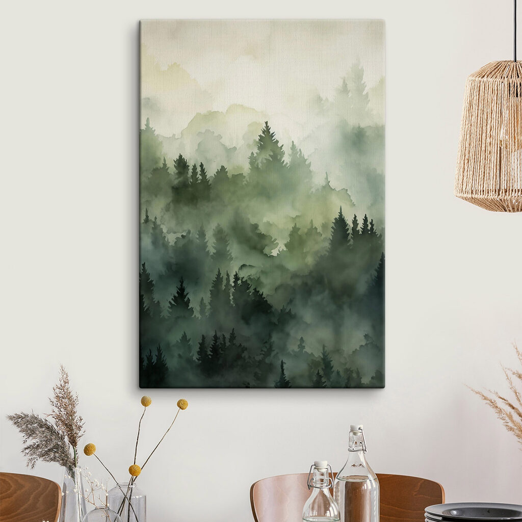 Foggy forest with trees
