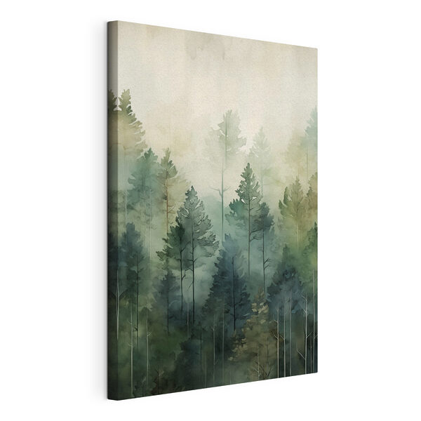Painting of trees in the fog