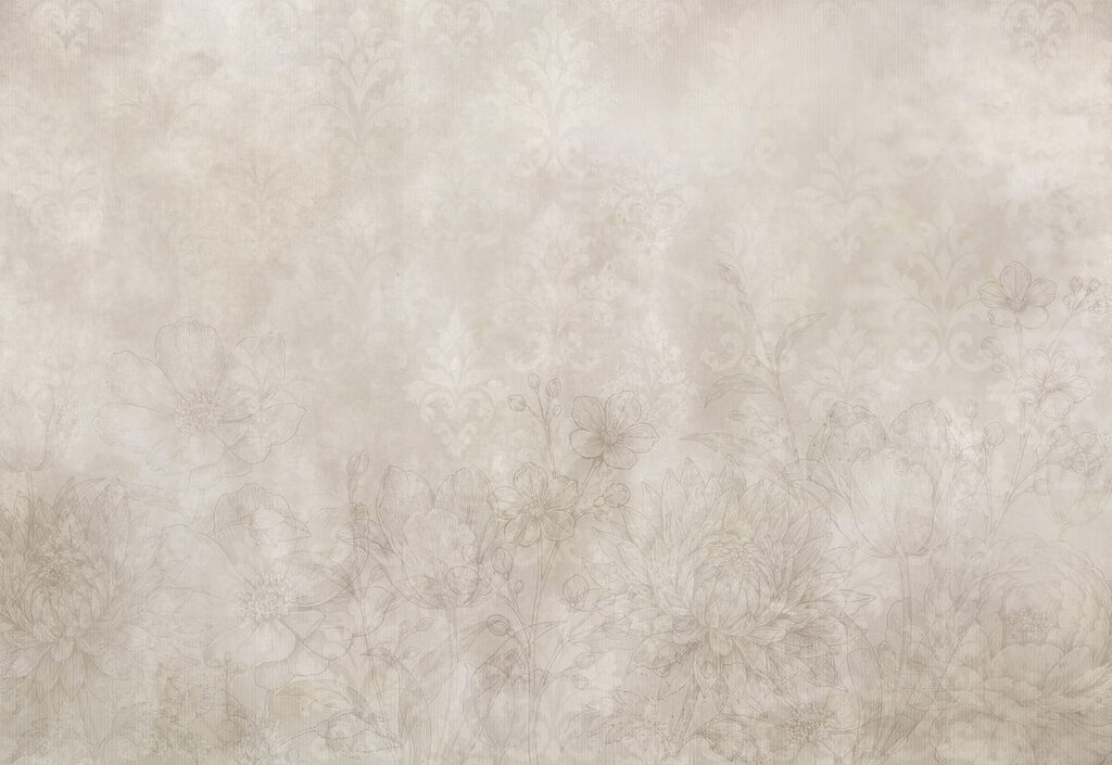 White wallpaper with flowers