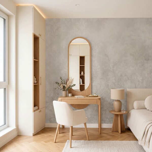 Wit behang met bloemen
