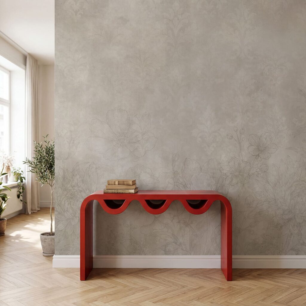 Wit behang met bloemen