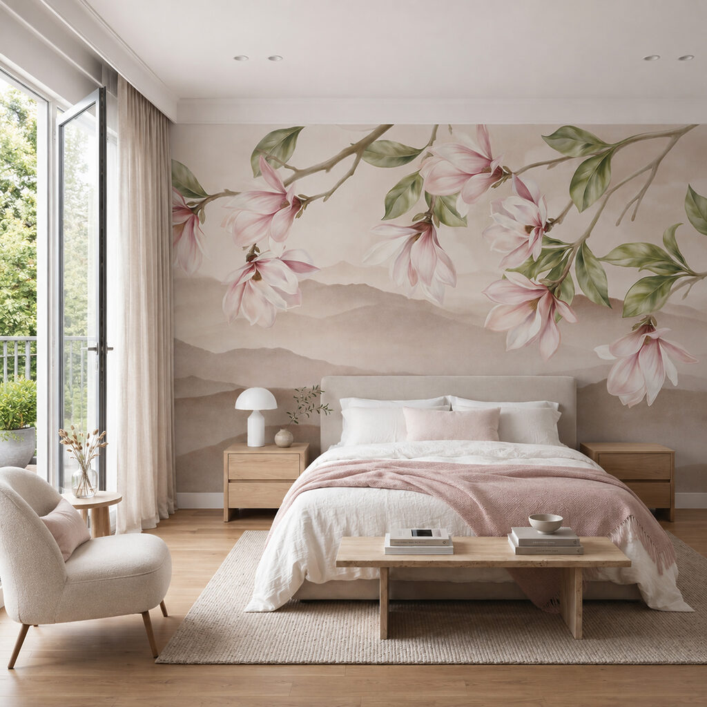 Schilderij van bloemen aan een tak