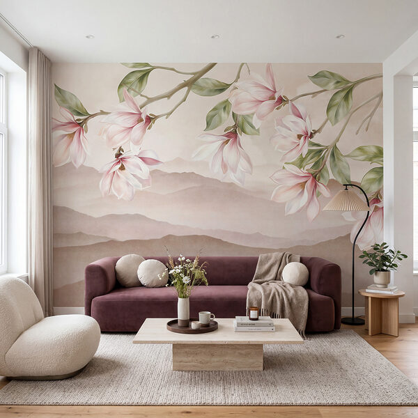 Schilderij van bloemen aan een tak