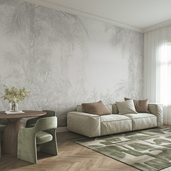 Fotobehang Fotobehang Witte achtergrond met planten (Artikelnummer: t00898)