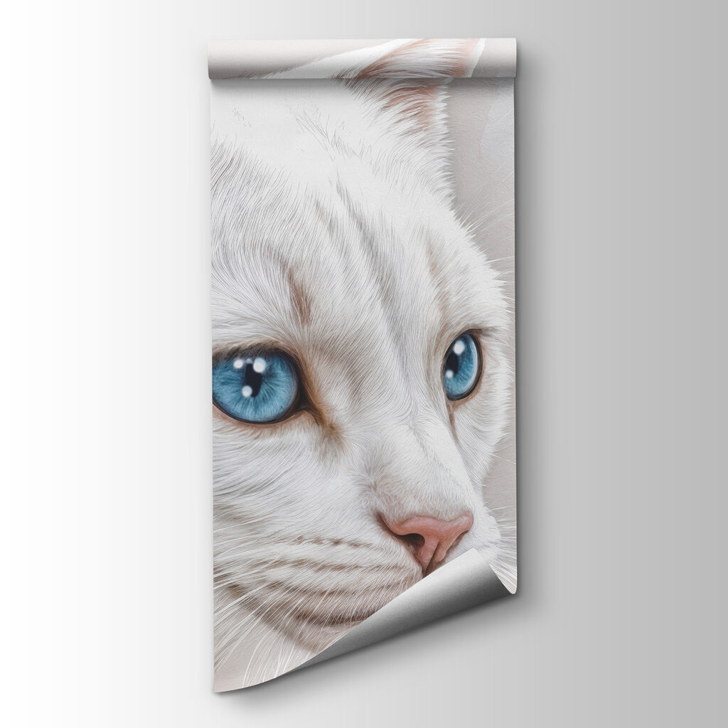 Wallpaper with white cats and flowers Wallpaper with white cats and flowers