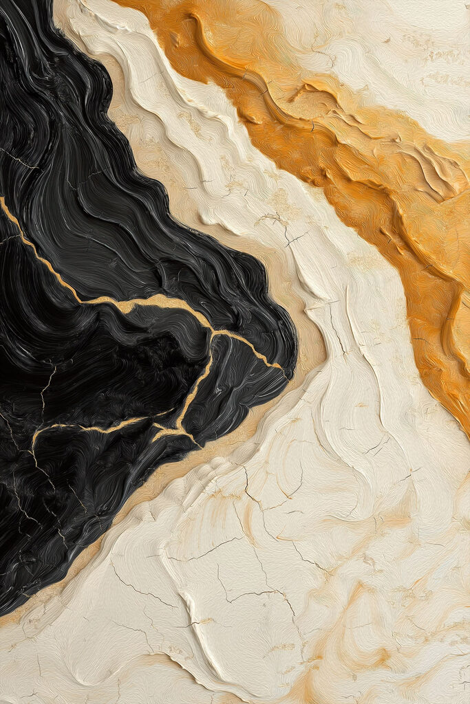 - Dynamic interplay of earthy tones