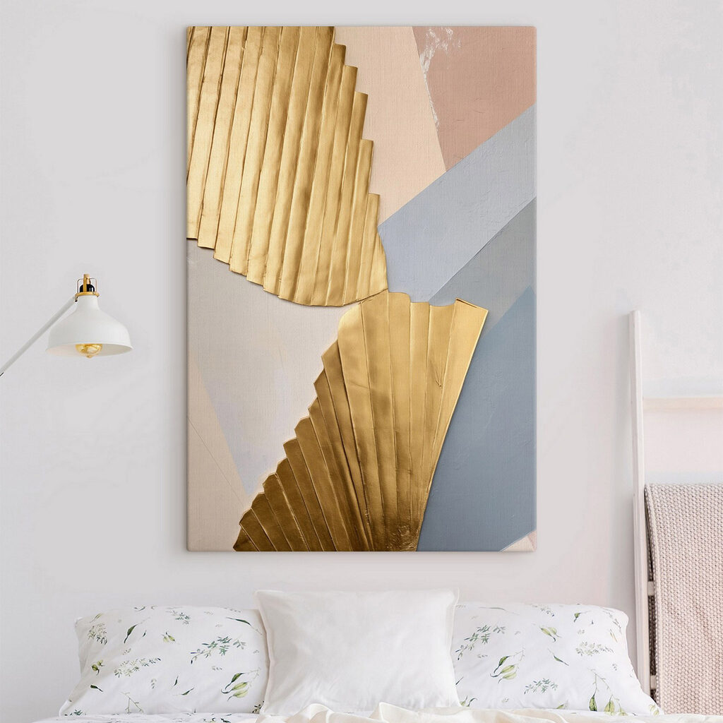 Elegant fan-shaped design with soft colors
