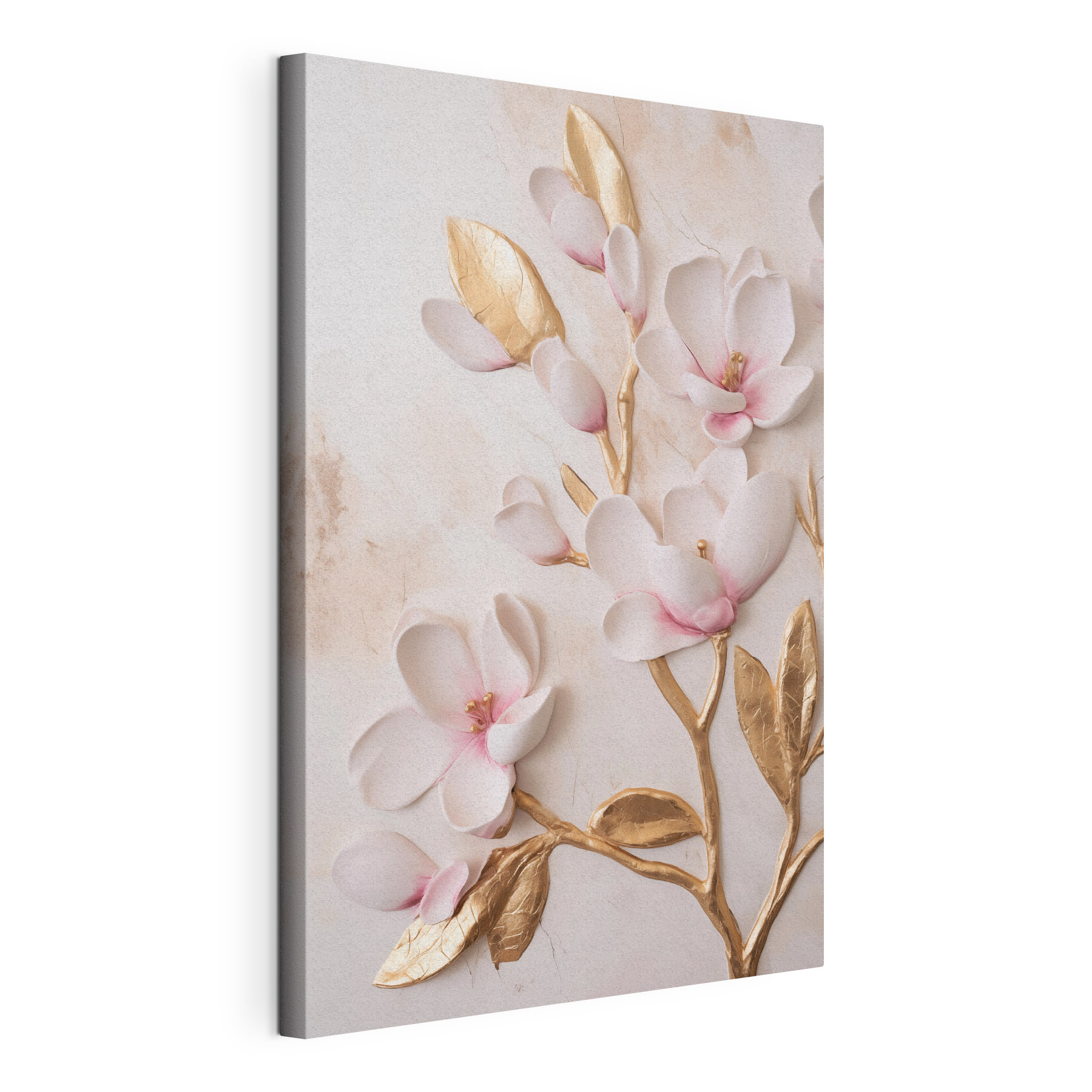 White and pink flowers on a marble surface White and pink flowers on a marble surface