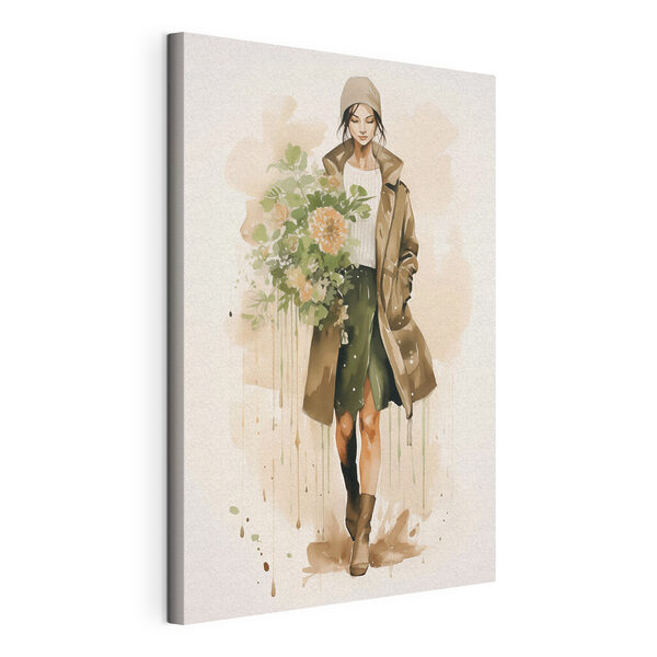 Canvas Schilderijen Vrouw met een boeket bloemen in haar handen (Artikelnummer: s50247) Canvas Schilderijen Canvas Schilderijen Vrouw met een boeket bloemen in haar handen (Artikelnummer: s50247)
