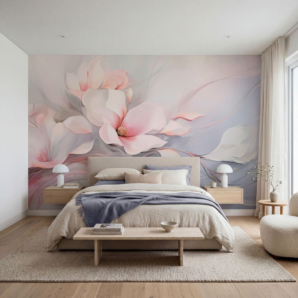 Schilderij van bloemen en bladeren