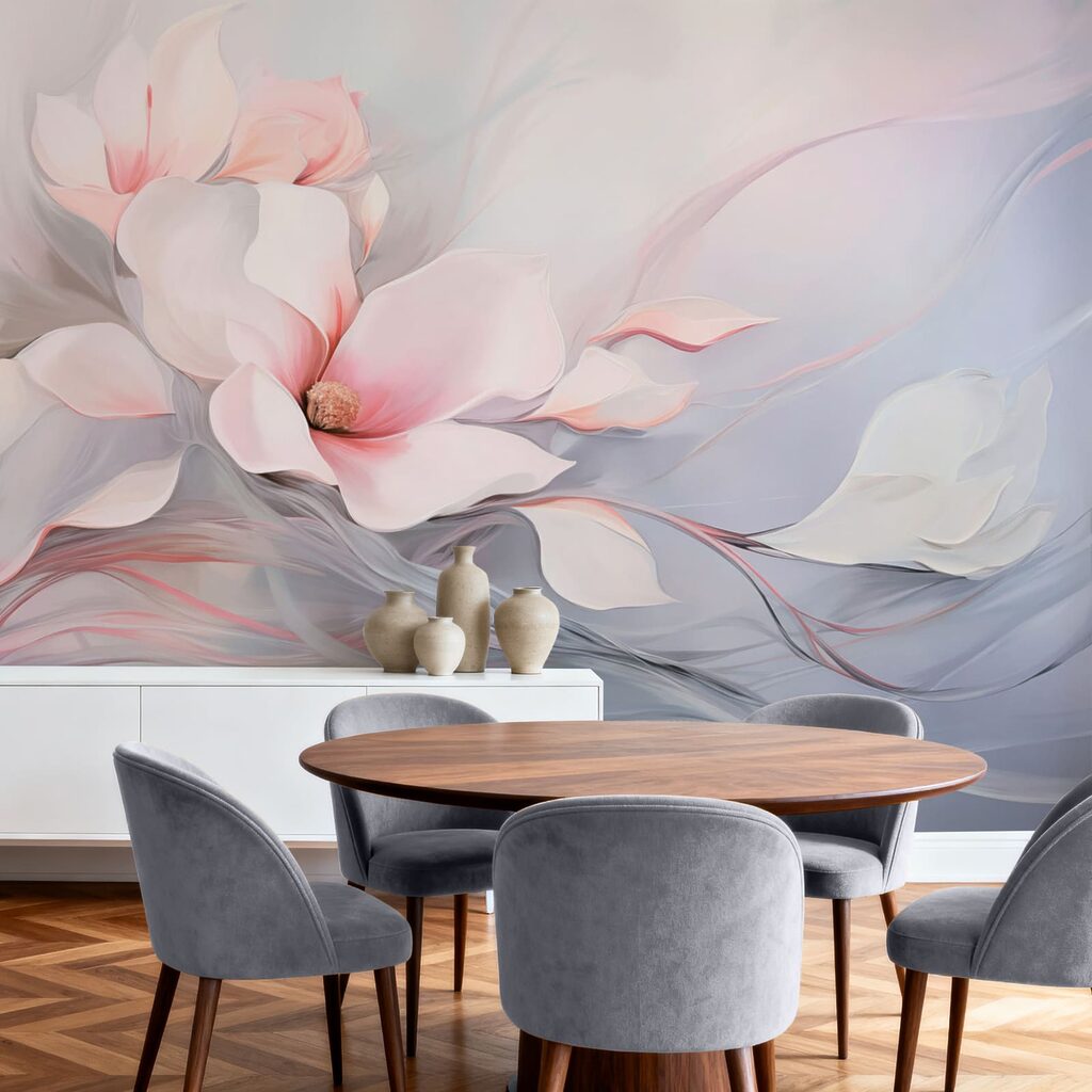 Schilderij van bloemen en bladeren