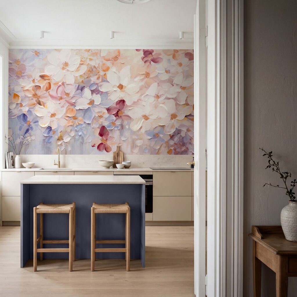 Schilderij van bloemen op een witte ondergrond