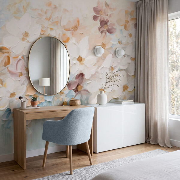 Schilderij van bloemen op een witte ondergrond Schilderij van bloemen op een witte ondergrond