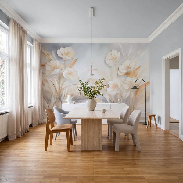 Schilderij van bloemen en gras