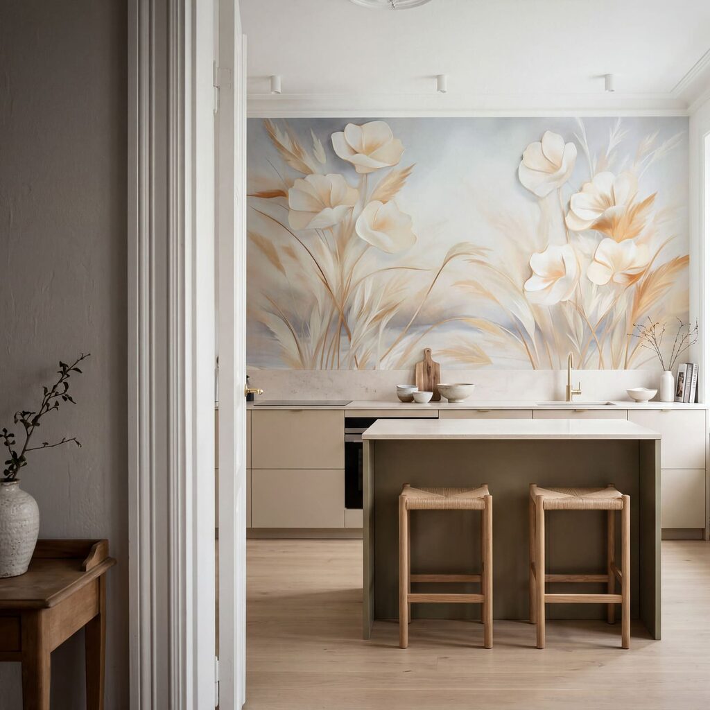 Schilderij van bloemen en gras