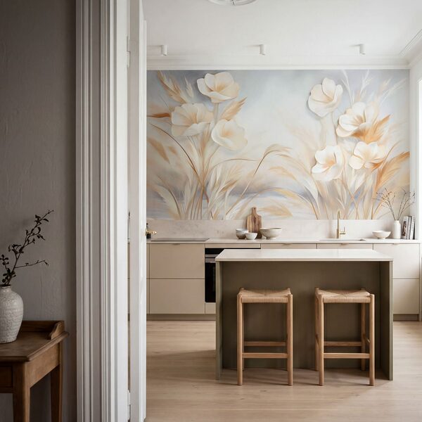 Schilderij van bloemen en gras