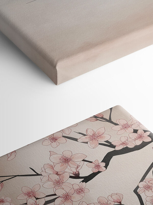 Painting of a tree branch with pink flowers Painting of a tree branch with pink flowers