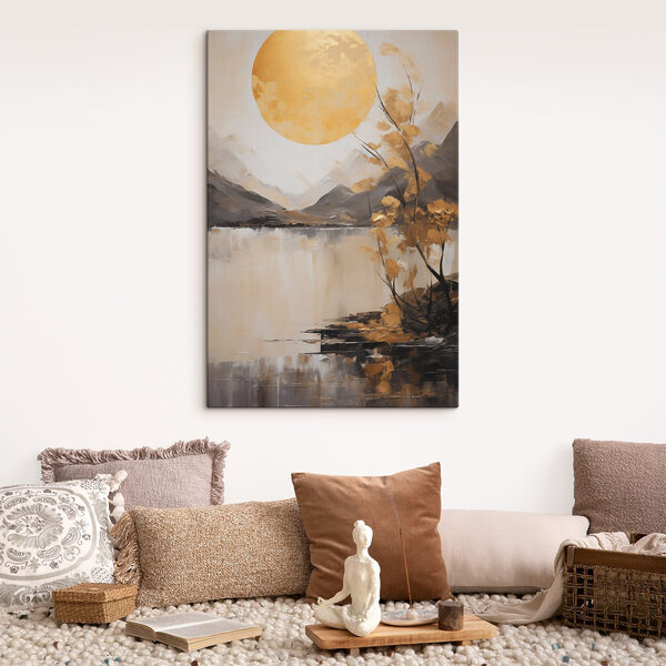 Painting of a tree and a lake