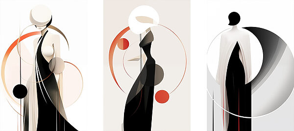 Collage of a woman in a black dress Collage of a woman in a black dress