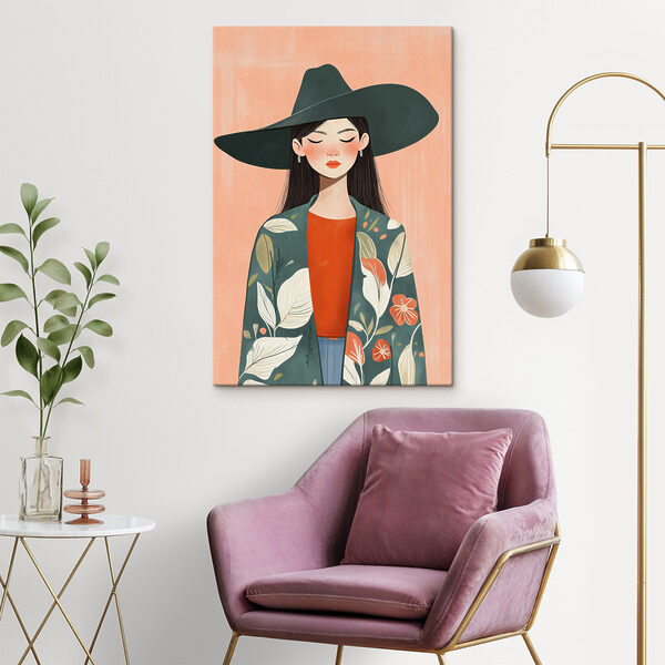 Woman wearing a hat and jacket Woman wearing a hat and jacket