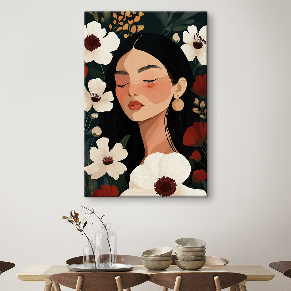 - Serene beauty among blooming flowers