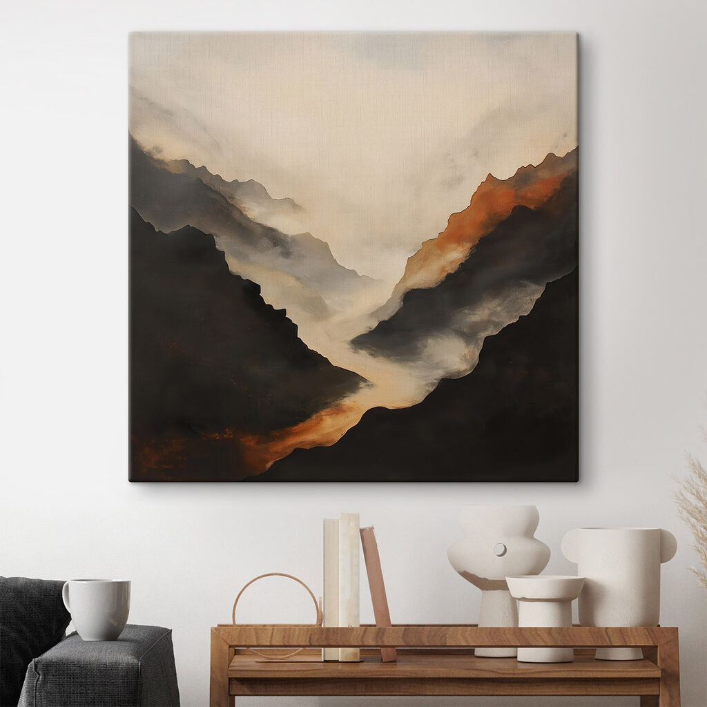Mountain range with smoke