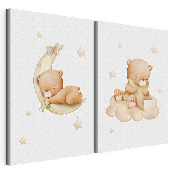 Teddybeer in een doos met ballonnen Modulaire canvasprint Teddybeer in een doos met ballonnen