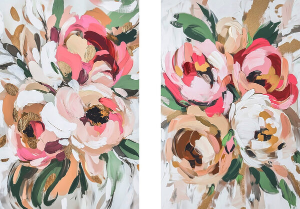 Painting of flowers on a white surface Painting of flowers on a white surface