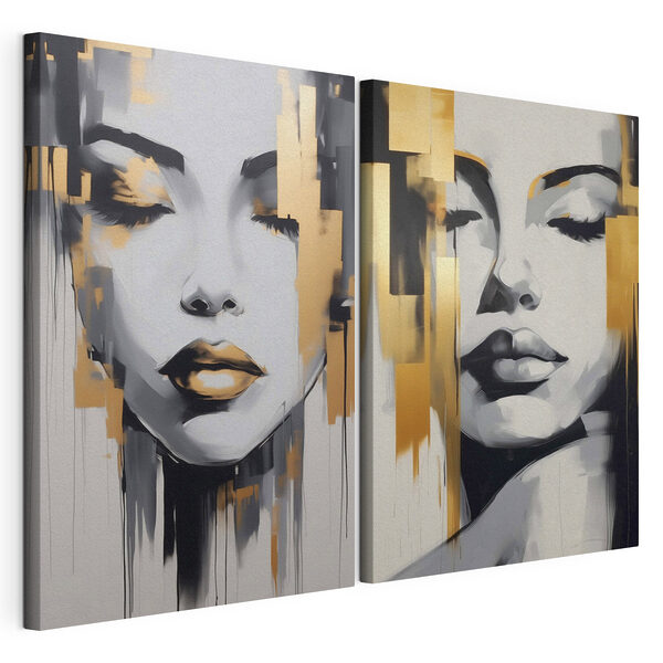 Modulaire canvasprint Schilderij van het gezicht van een vrouw