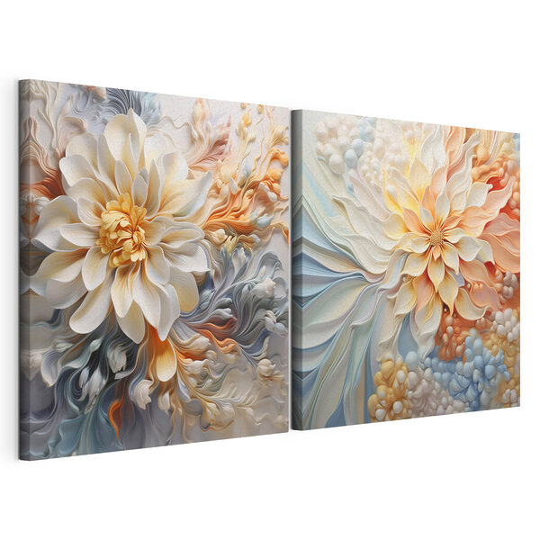 Modulaire canvasprint - Elegante bloemen in zachte pasteltinten