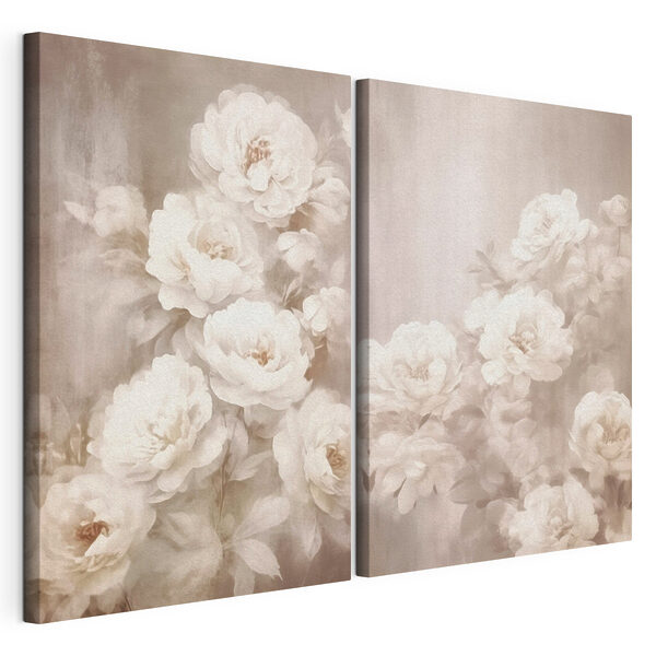 Modulaire canvasprint Zachte bloesems in zachte tinten