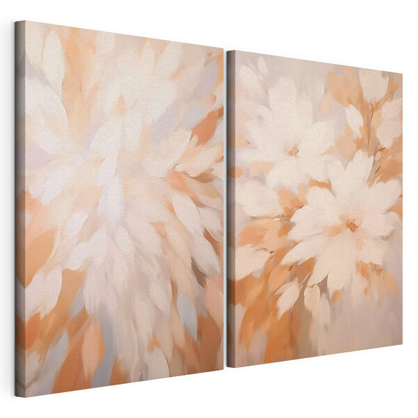 Modulaire canvasprint Schilderij van bloemen op een muur