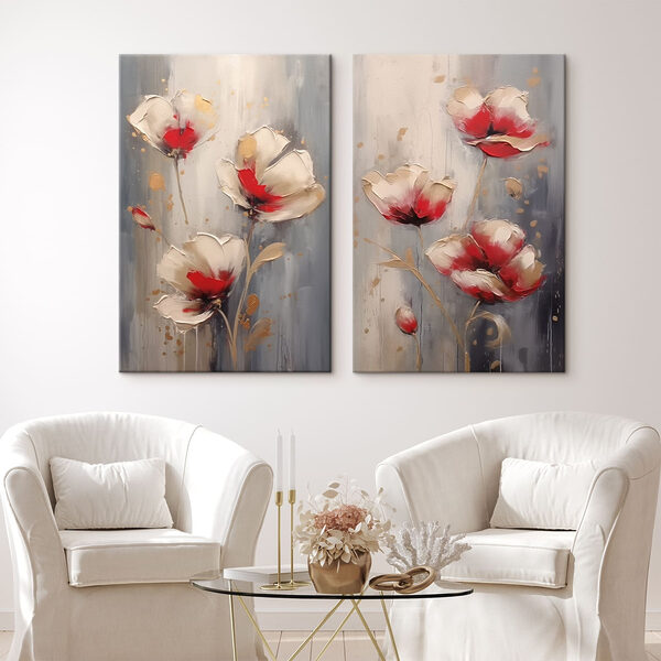 Painting of flowers on a grey background