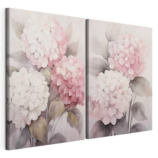 Modulaire canvasprint Schilderij van bloemen op een witte achtergrond