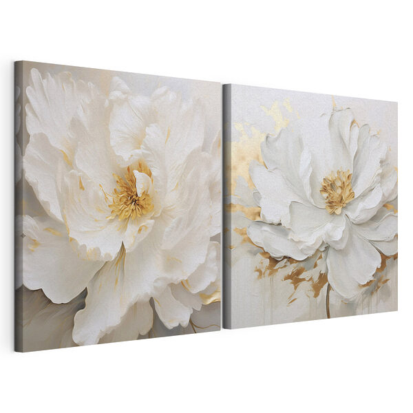 Modulaire canvasprint Fijne bloemblaadjes in zachte tinten
