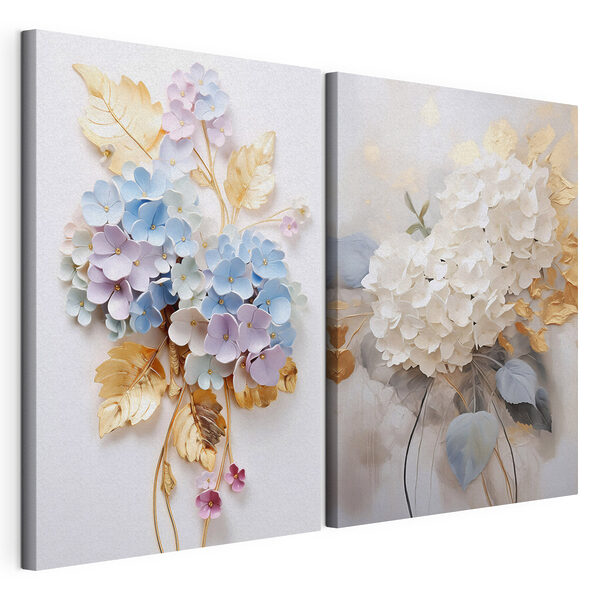 Modulaire canvasprint Collage van bloemen aan de muur