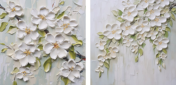 Painting of flowers on a white surface Painting of flowers on a white surface