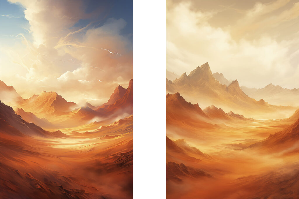 Screenshot of a painting of a desert landscape