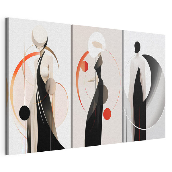 Modulaire canvasprint Collage van een vrouw in een zwarte jurk